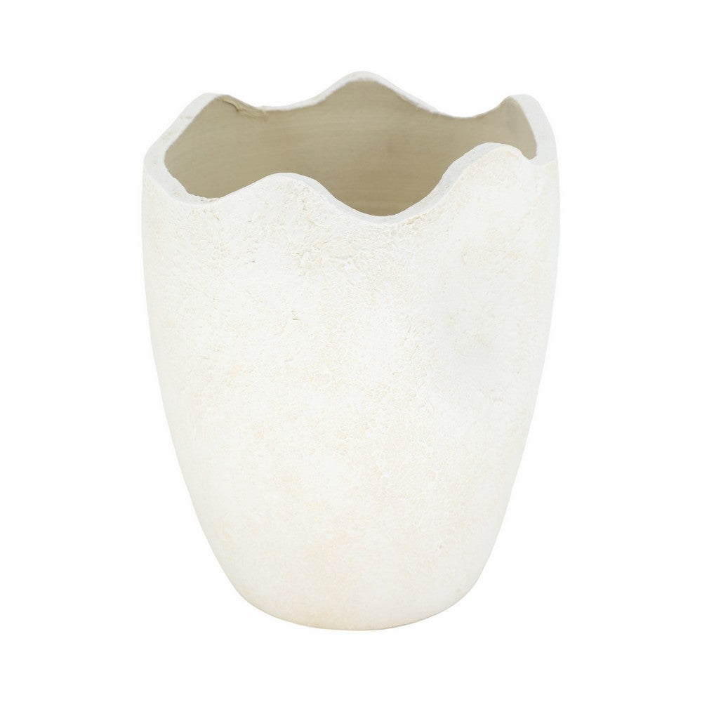 Rhys Decorative Vase | Abstract Textured Design | Ivory Terracotta 12"