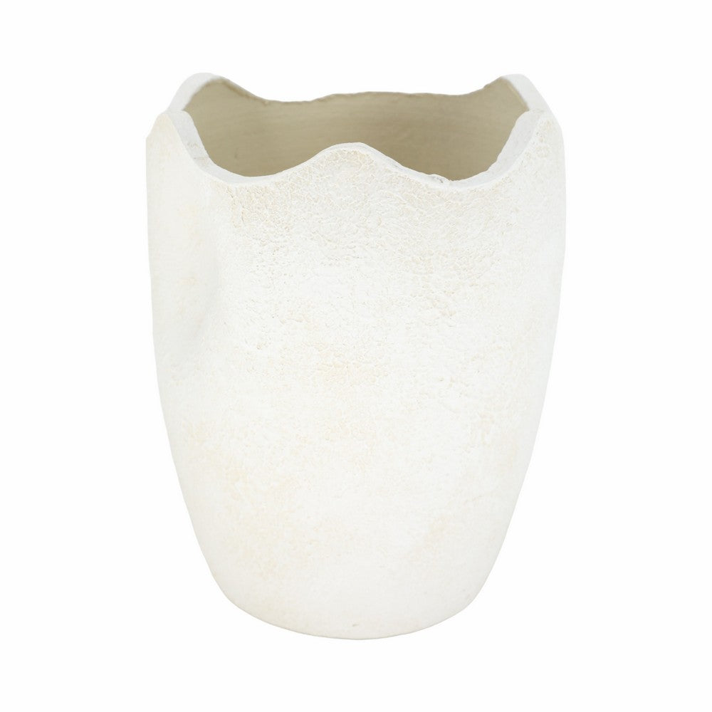 Rhys Decorative Vase | Abstract Textured Design | Ivory Terracotta 12"