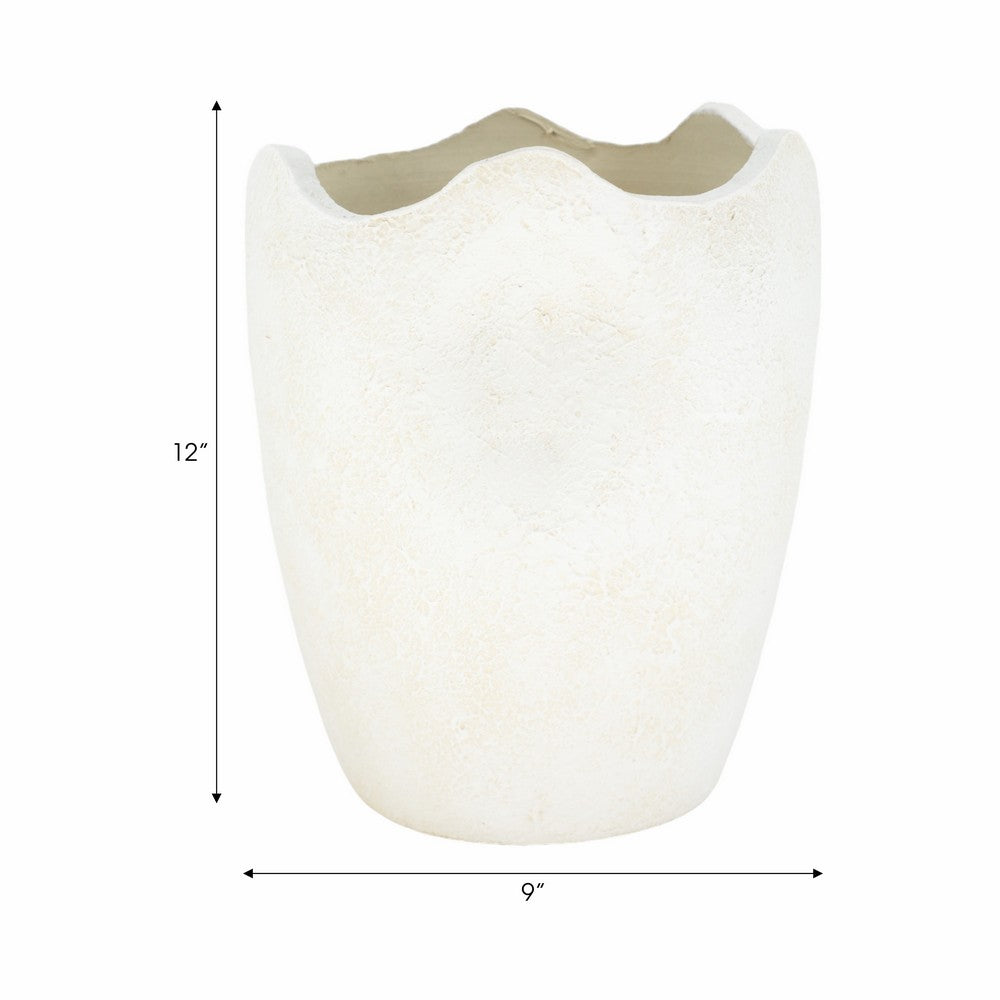 Rhys Decorative Vase | Abstract Textured Design | Ivory Terracotta 12"