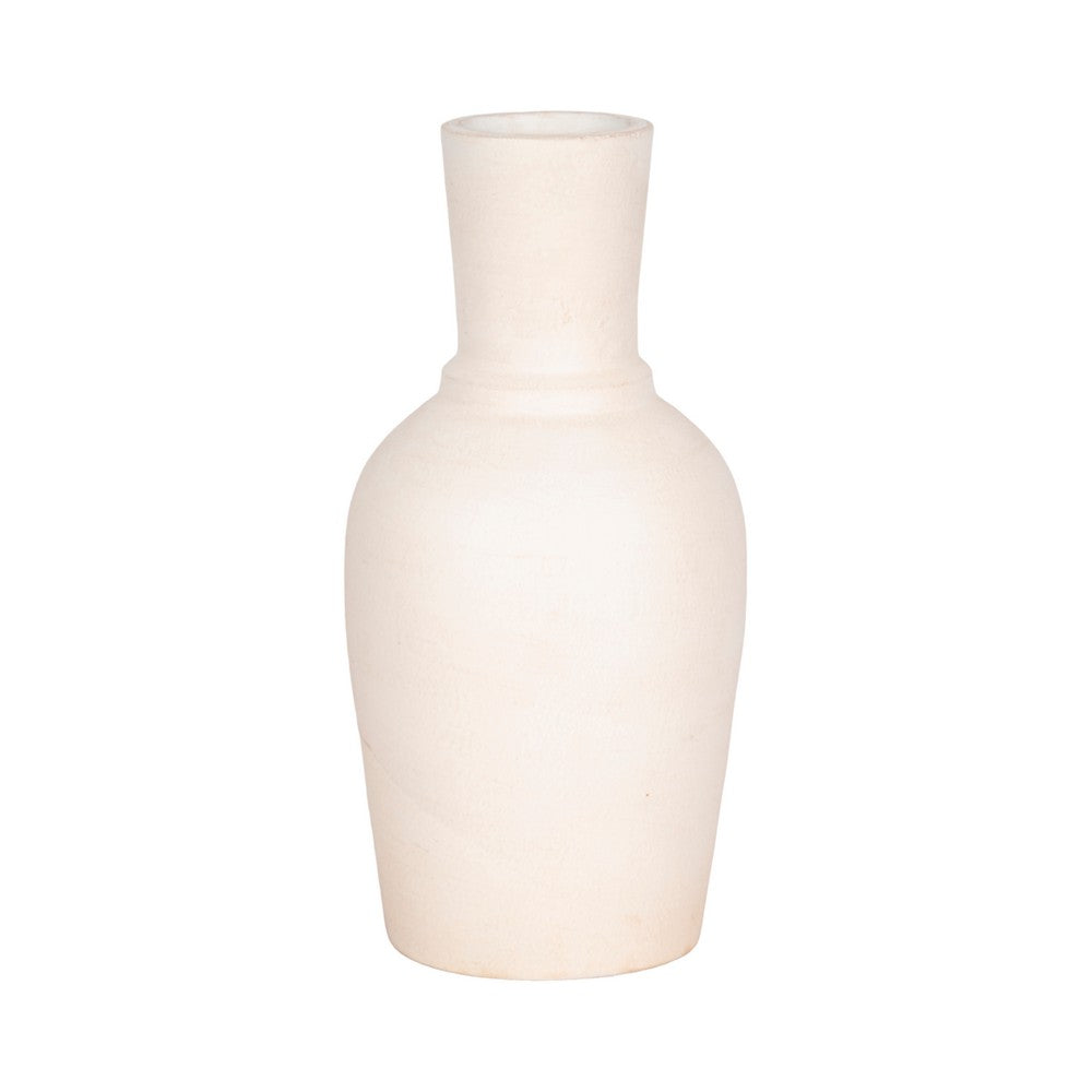 Narrow Neck Vase | Rounded Body | Natural Textured Ivory Terracotta 16"