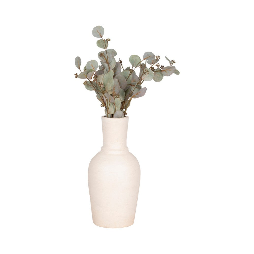 Narrow Neck Vase | Rounded Body | Natural Textured Ivory Terracotta 16"