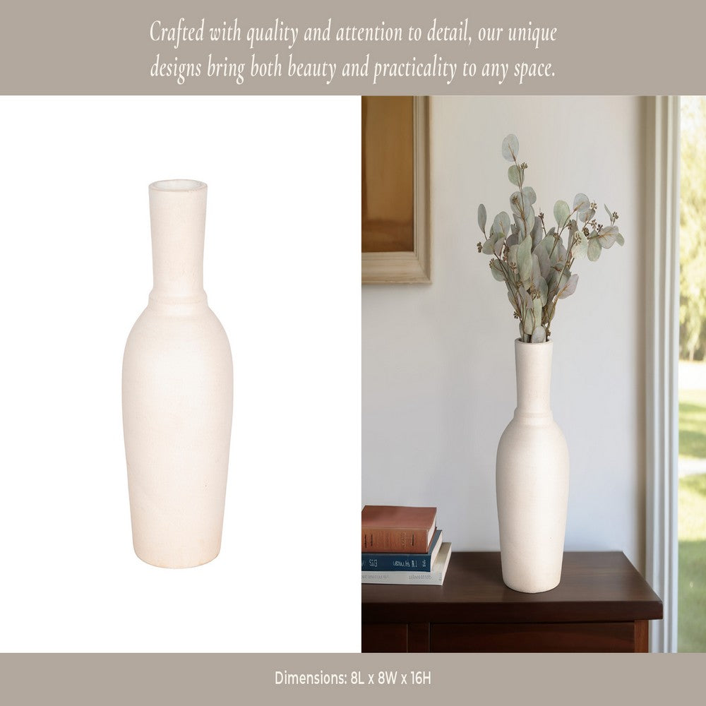 Narrow Neck Vase | Rounded Body | Natural Textured Ivory Terracotta 16"