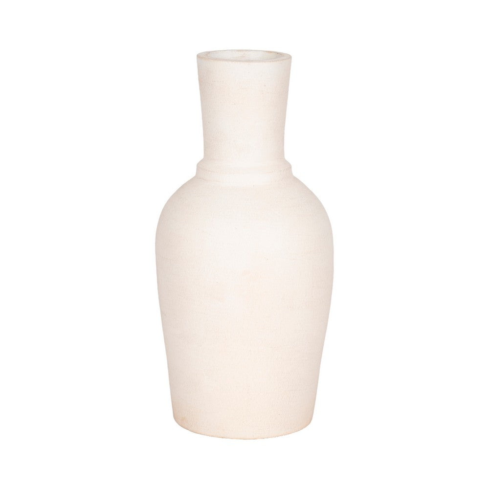 Narrow Neck Vase | Rounded Body | Natural Textured Ivory Terracotta 16"