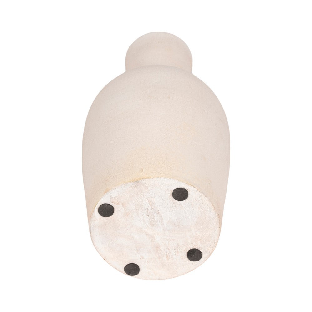 Narrow Neck Vase | Rounded Body | Natural Textured Ivory Terracotta 16"
