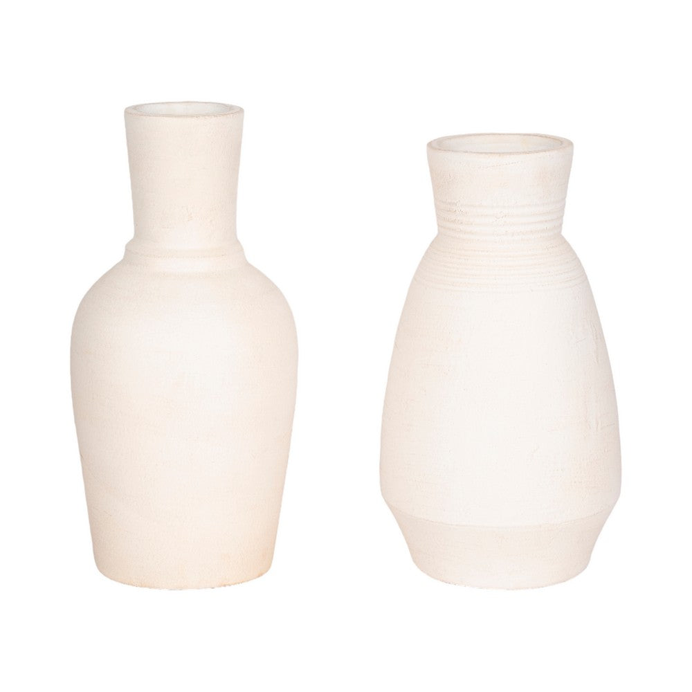 Narrow Neck Vase | Rounded Body | Natural Textured Ivory Terracotta 16"