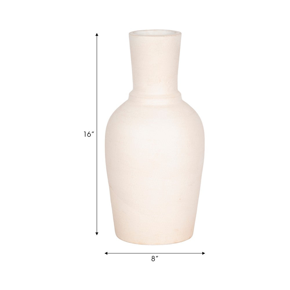 Narrow Neck Vase | Rounded Body | Natural Textured Ivory Terracotta 16"