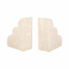 Modern Decorative Cloud Bookends Set of 2 | Tan Brown Sculptural Travertine
