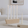Decorative 4 Taper Candle Holder | Live Edge Style Tan Brown Travertine