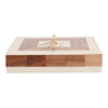 Zola Square Clock with Natural Wood Inlay | Gold Hands | Ivory Resin 5"