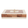 Zola Square Clock with Natural Wood Inlay | Gold Hands | Ivory Resin 5"