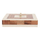 Zola Square Clock with Natural Wood Inlay | Gold Hands | Ivory Resin 5"
