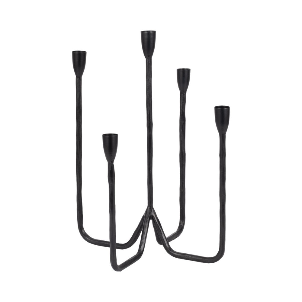 Leny 5 Taper Candle Holder | 16" Tall Black Forged Iron Accent