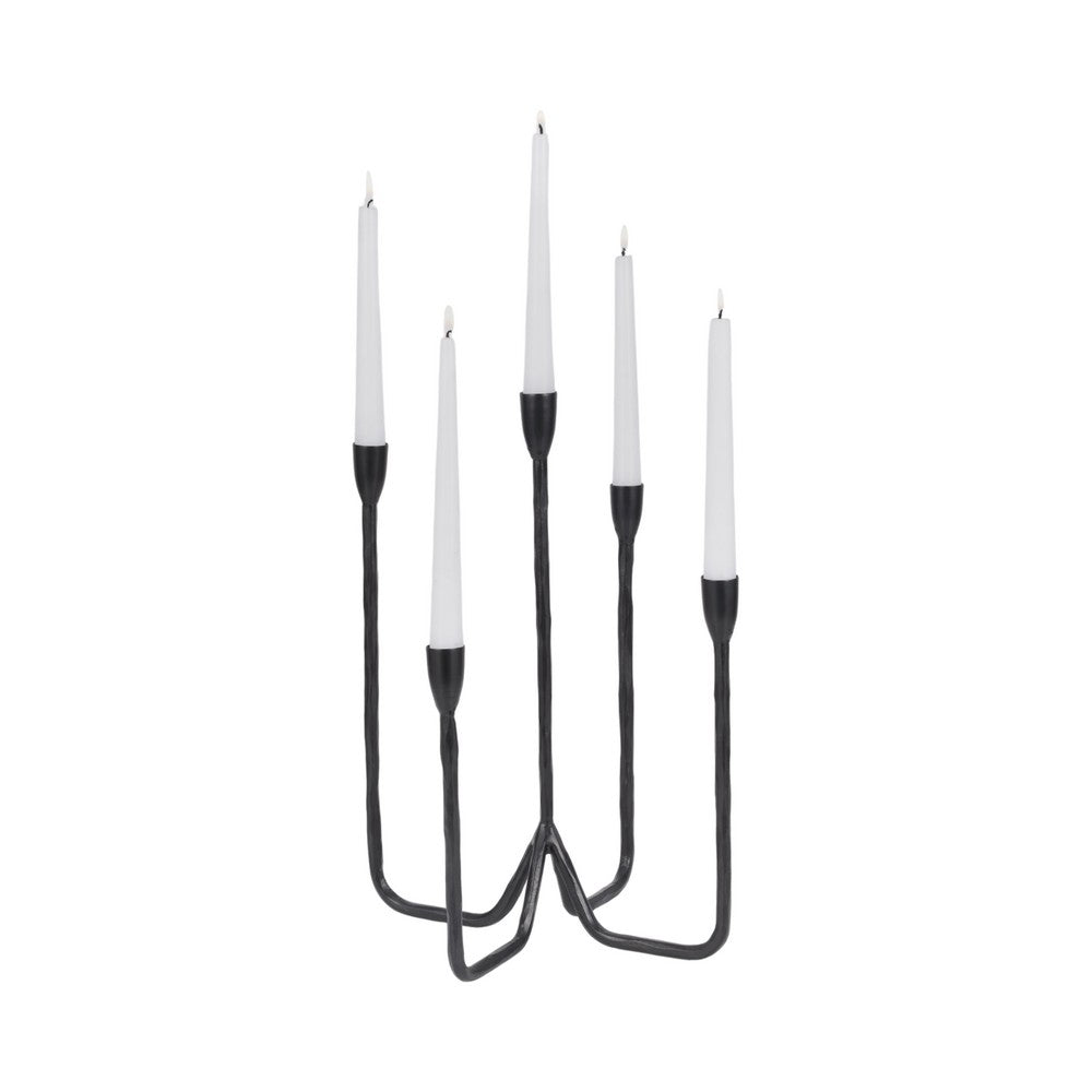 Leny 5 Taper Candle Holder | 16" Tall Black Forged Iron Accent