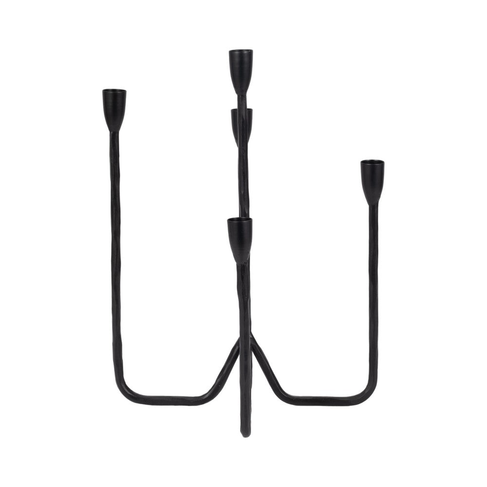 Leny 5 Taper Candle Holder | 16" Tall Black Forged Iron Accent