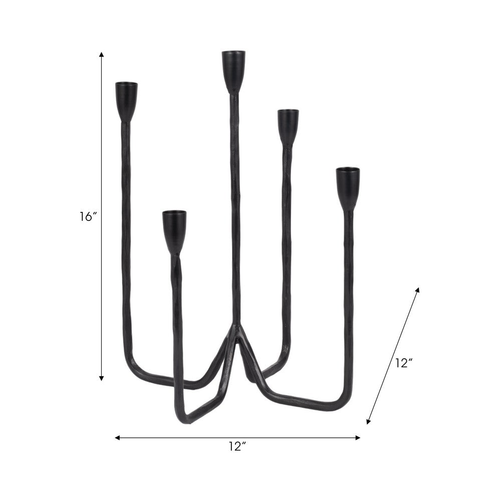 Leny 5 Taper Candle Holder | 16" Tall Black Forged Iron Accent