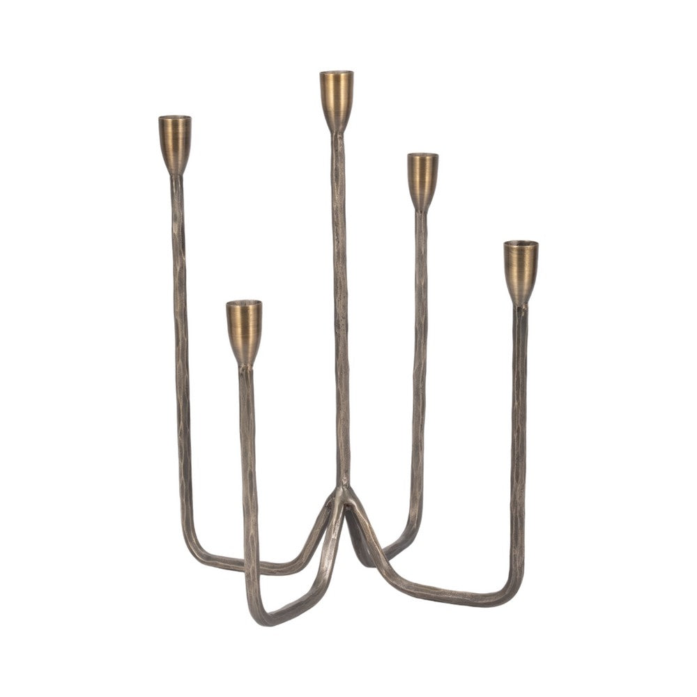 Leny 5 Taper Candle Holder | 16" Tall Bronze Forged Iron Accent