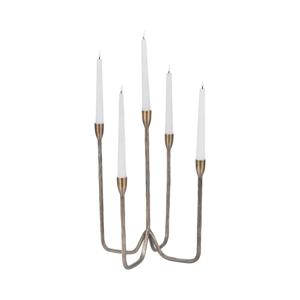 Leny 5 Taper Candle Holder | 16" Tall Bronze Forged Iron Accent