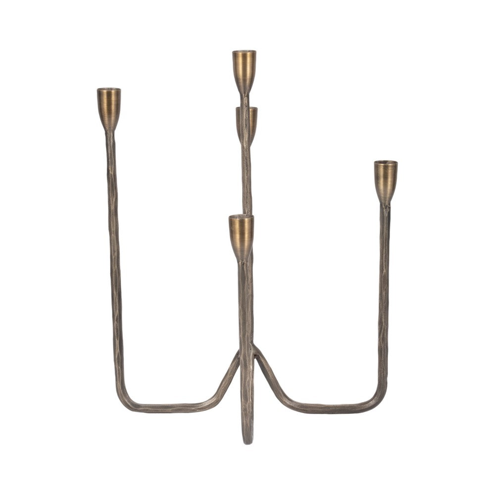 Leny 5 Taper Candle Holder | 16" Tall Bronze Forged Iron Accent