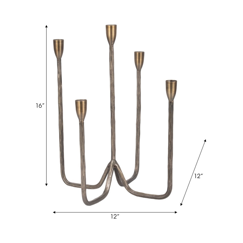 Leny 5 Taper Candle Holder | 16" Tall Bronze Forged Iron Accent