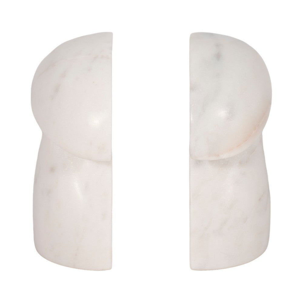 Decorative Mushroom Bookend Set of 2 | Cute Accents | White Veined Marble