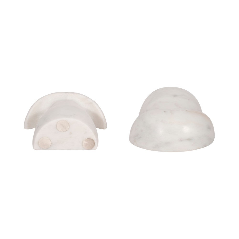 Decorative Mushroom Bookend Set of 2 | Cute Accents | White Veined Marble