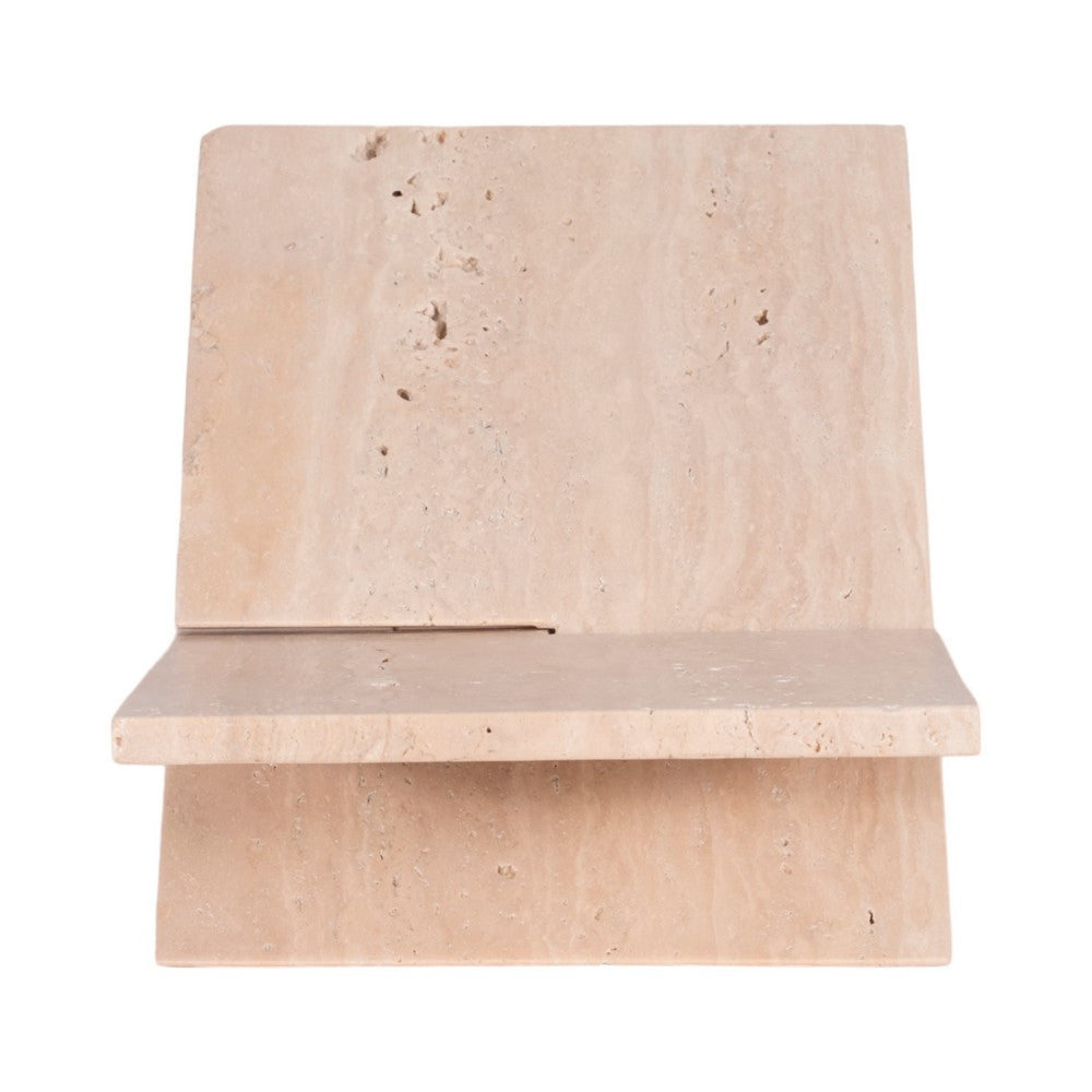 Decorative X Shaped Bookstand | 18" Natural Tan Brown Travertine