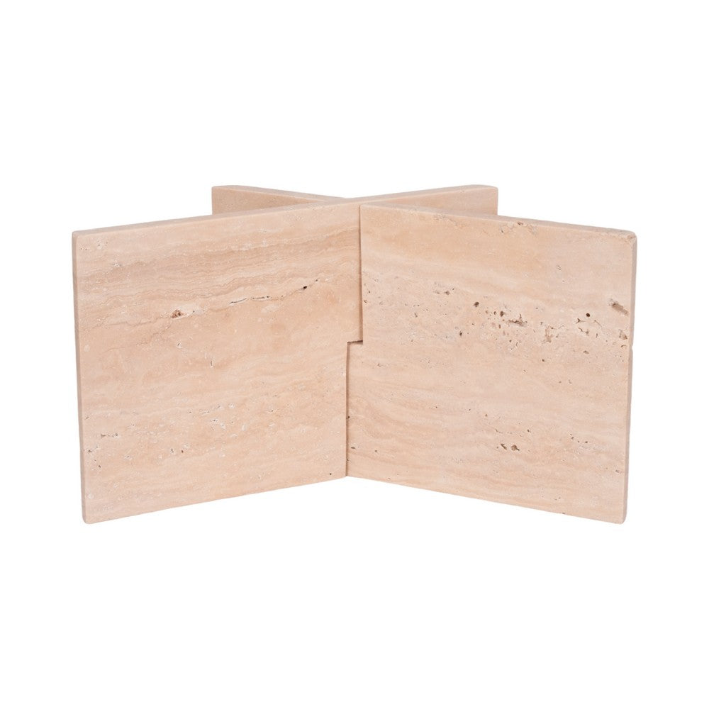 Decorative X Shaped Bookstand | 18" Natural Tan Brown Travertine