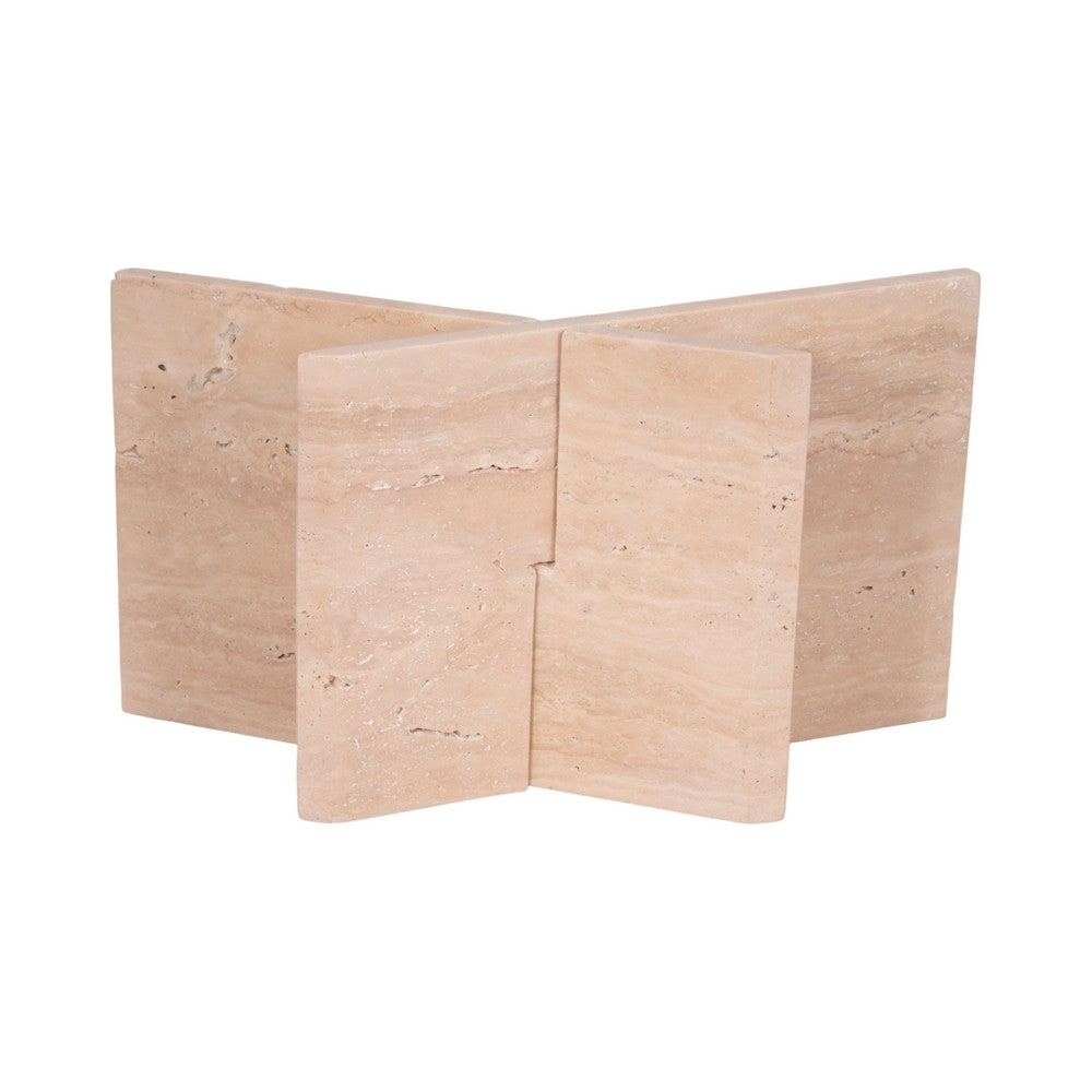 Decorative X Shaped Bookstand | 18" Natural Tan Brown Travertine