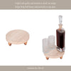 Decorative Tray | Wood Ball Feet | 10" Round Tan Travertine for Tabletop