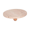 Decorative Tray | Wood Ball Feet | 10" Round Tan Travertine for Tabletop