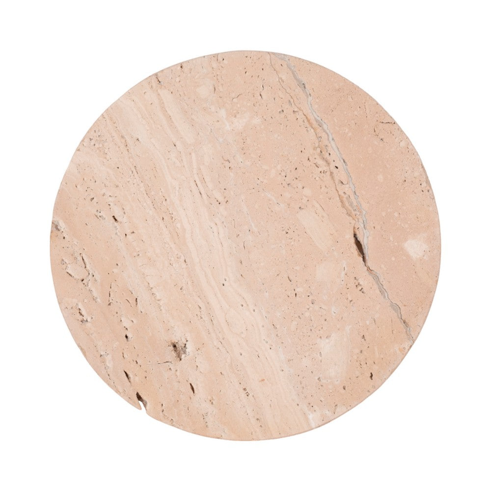 Decorative Tray | Wood Ball Feet | 10" Round Tan Travertine for Tabletop