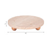 Decorative Tray | Wood Ball Feet | 10" Round Tan Travertine for Tabletop