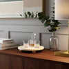 Decorative Tray | Wood Ball Feet | 10" Round Tan Travertine for Tabletop