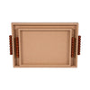 Decorative Serving Trays Set of 2 | Beaded Handles | Ivory & Brown | 16,20"
