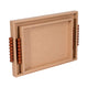 Decorative Serving Trays Set of 2 | Beaded Handles | Ivory & Brown | 16,20"