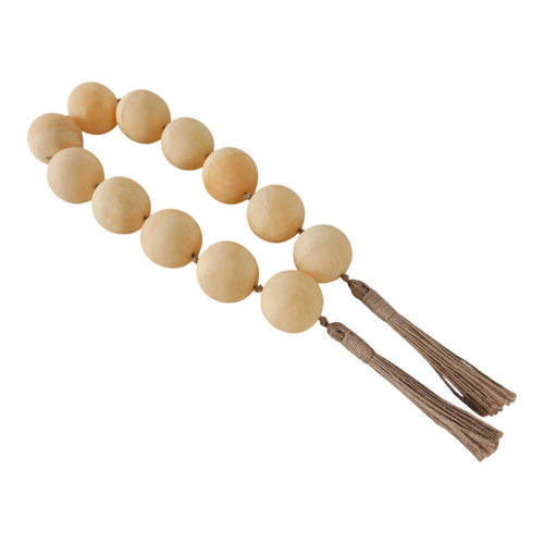Decorative Swirled Beaded Garland with Jute Tassels | 40" Ivory Tone