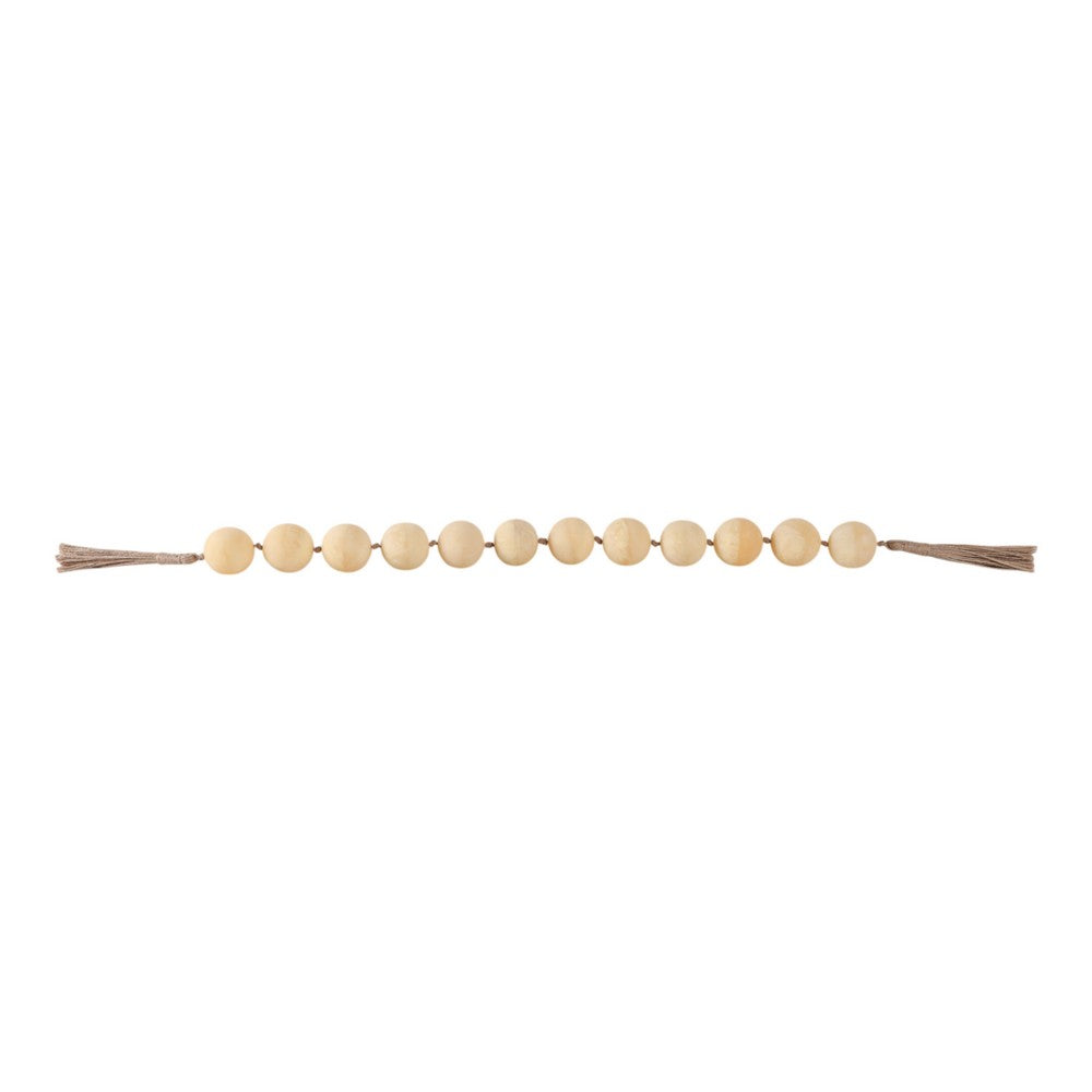 Decorative Swirled Beaded Garland with Jute Tassels | 40" Ivory Tone