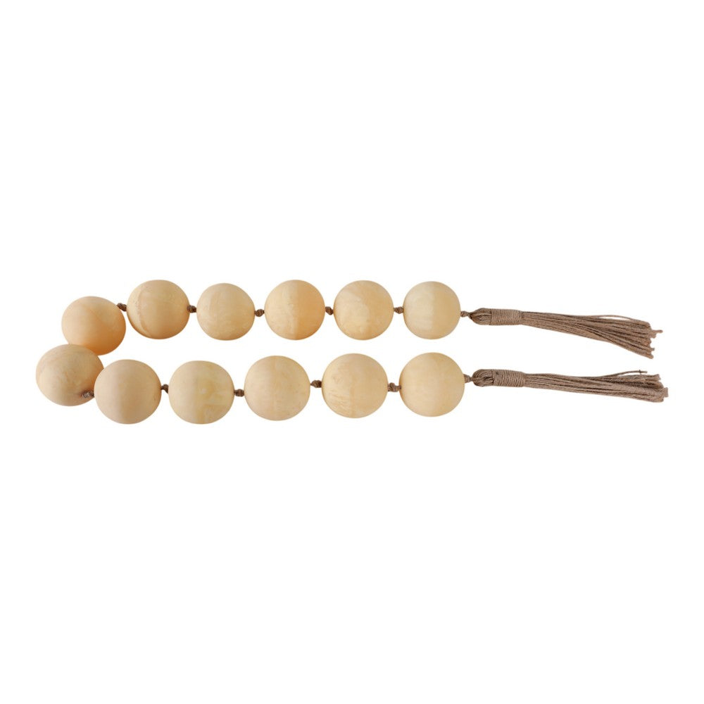 Decorative Swirled Beaded Garland with Jute Tassels | 40" Ivory Tone
