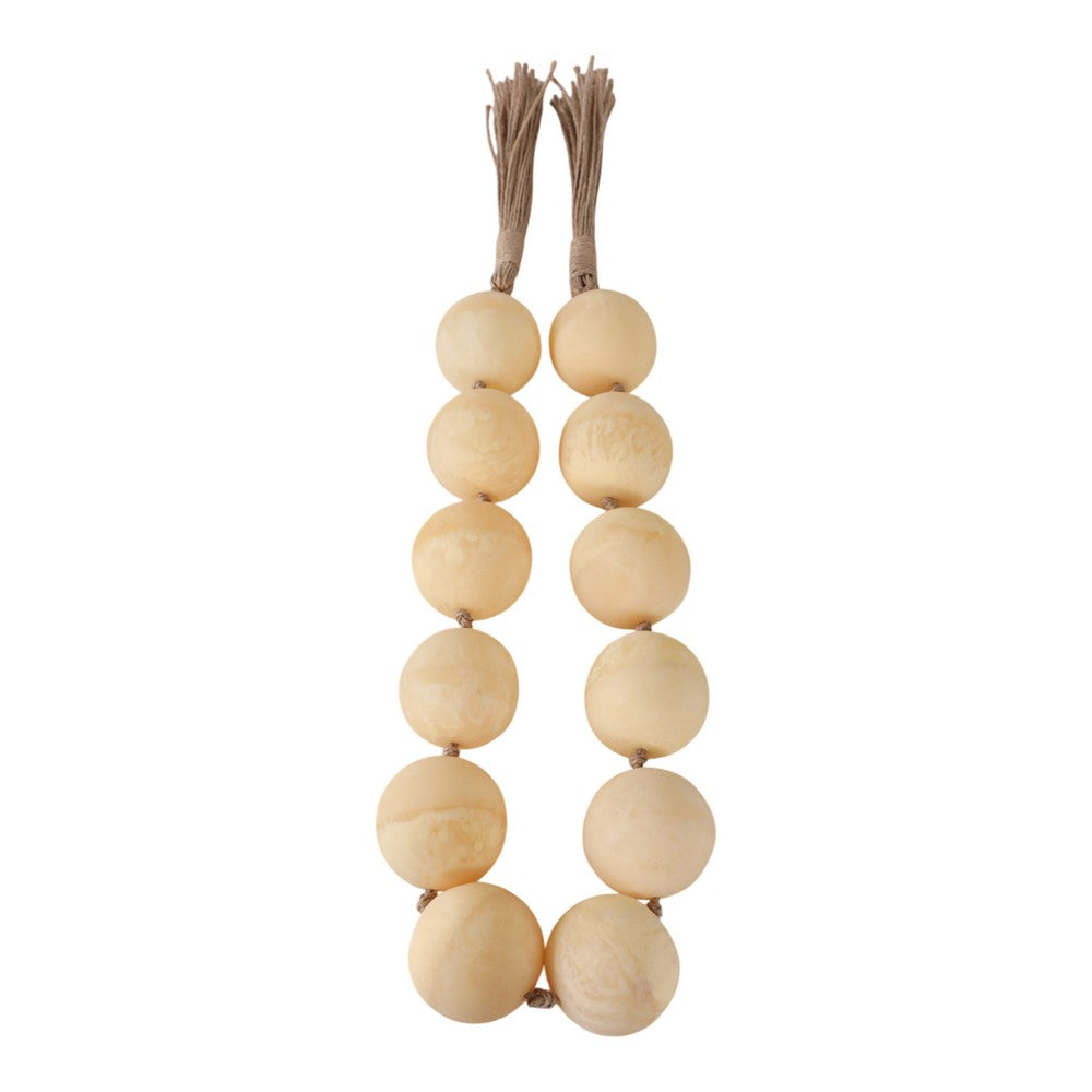 Decorative Swirled Beaded Garland with Jute Tassels | 40" Ivory Tone