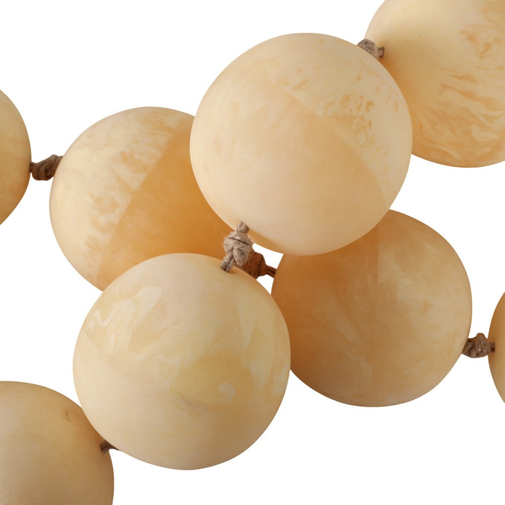 Decorative Swirled Beaded Garland with Jute Tassels | 40" Ivory Tone