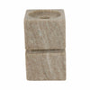 Pillar Candle Holder | 2 Cubes | 6" Ivory and Tan Finish Onyx Marble 6"