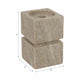 Pillar Candle Holder | 2 Cubes | 6" Ivory and Tan Finish Onyx Marble 6"