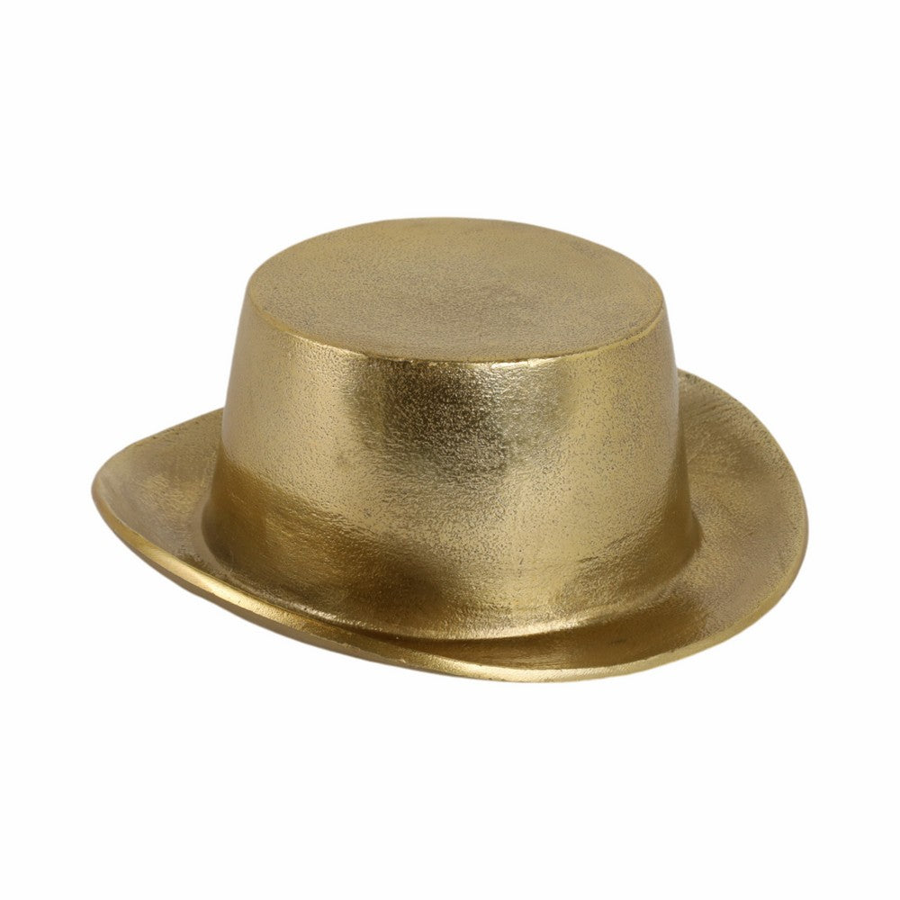 Decorative Sculptural Hat Accent | Metallic Gold Aluminum | 8"