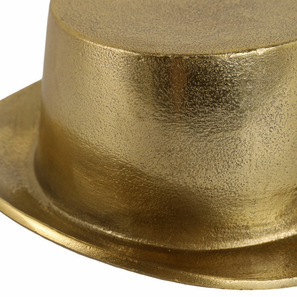 Decorative Sculptural Hat Accent | Metallic Gold Aluminum | 8"
