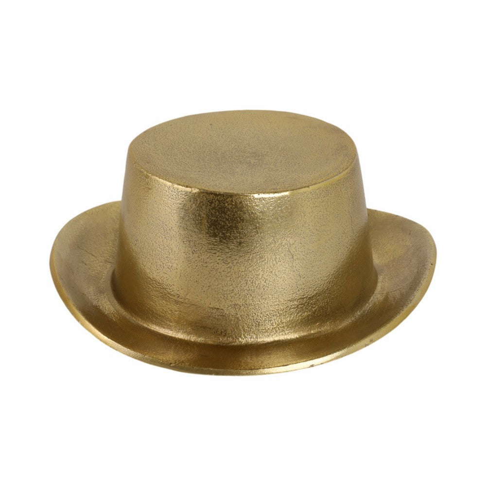 Decorative Sculptural Hat Accent | Metallic Gold Aluminum | 8"