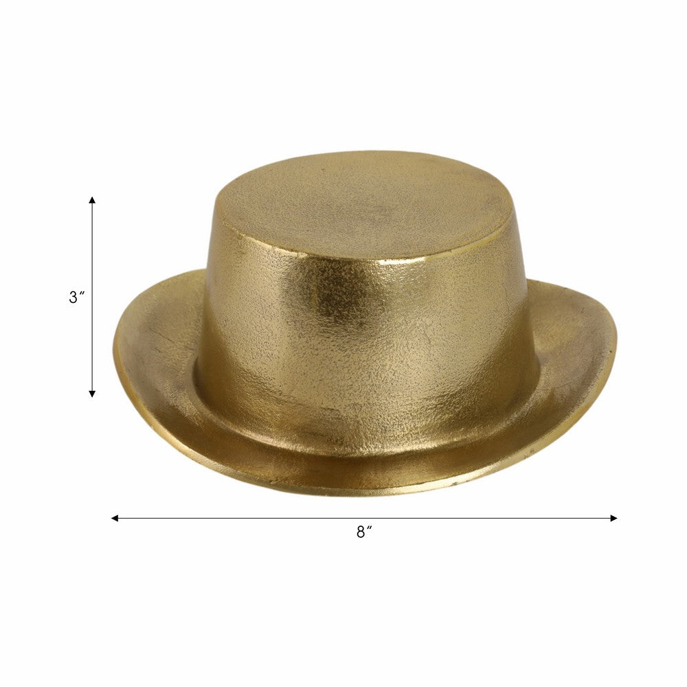 Decorative Sculptural Hat Accent | Metallic Gold Aluminum | 8"