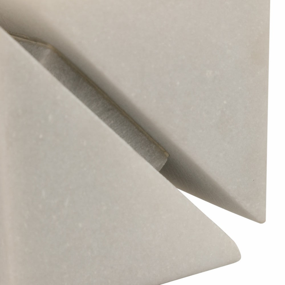 4" Slant Cut Geometric Cube Tabletop Decor Accent | White Marble