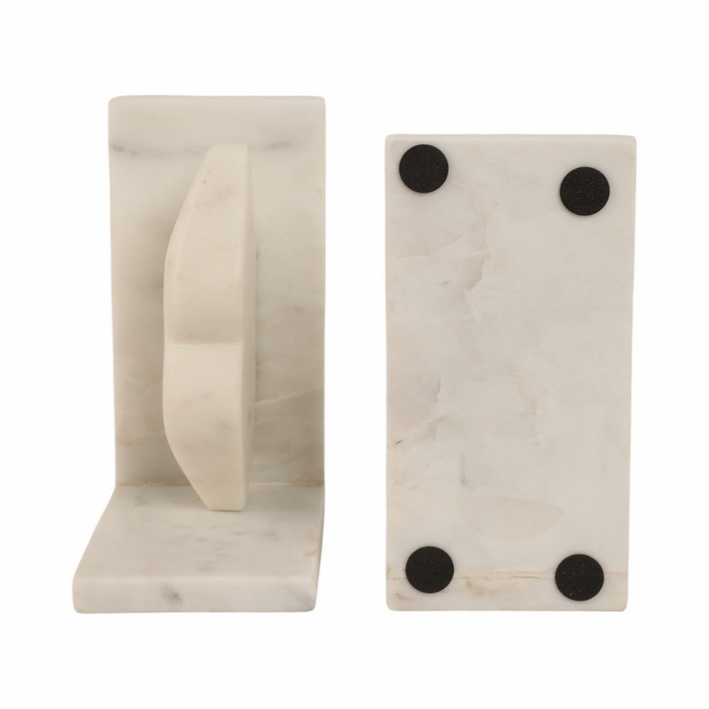 Half Dome Bookend Set of 2 | Textured Matte Tan Brown Travertine | 6"