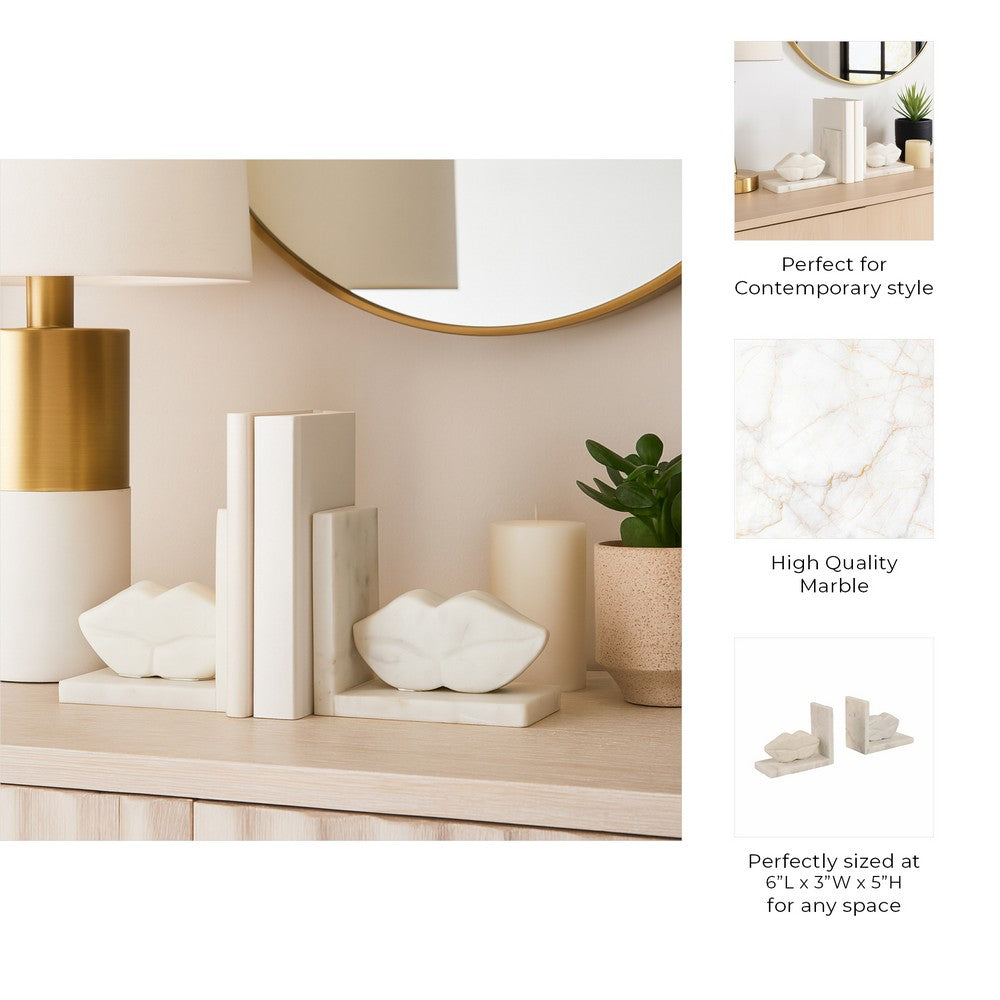 Half Dome Bookend Set of 2 | Textured Matte Tan Brown Travertine | 6"