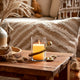 Accent  Pillar Candle Holder w Gold Metal Snake & Glass Cylinder | 9"
